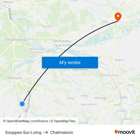 Souppes-Sur-Loing to Chalmaison map