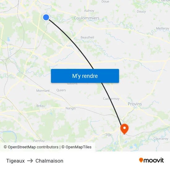 Tigeaux to Chalmaison map