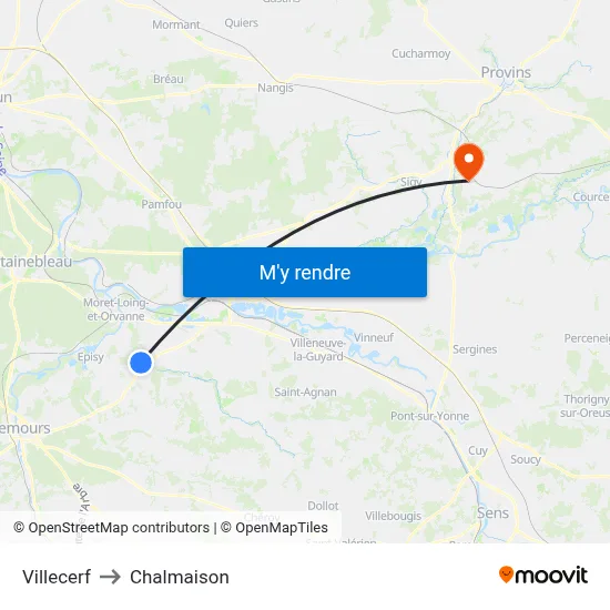 Villecerf to Chalmaison map