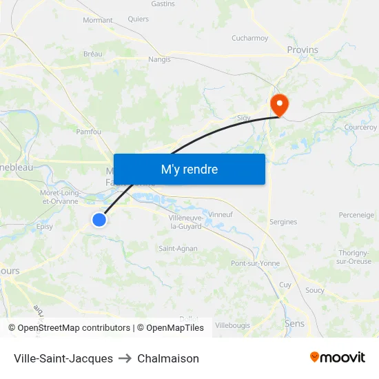 Ville-Saint-Jacques to Chalmaison map
