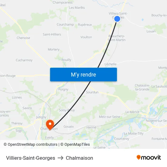 Villiers-Saint-Georges to Chalmaison map
