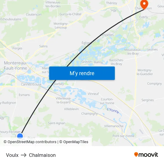 Voulx to Chalmaison map