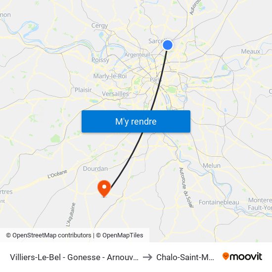 Villiers-Le-Bel - Gonesse - Arnouville to Chalo-Saint-Mars map