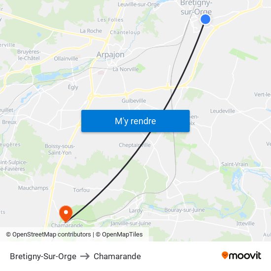 Bretigny-Sur-Orge to Chamarande map