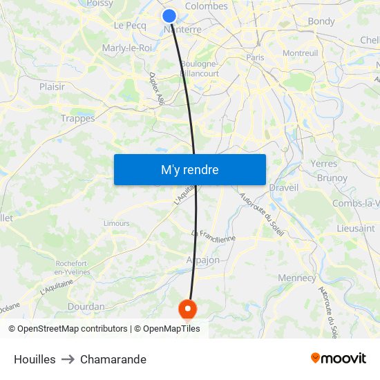 Houilles to Chamarande map