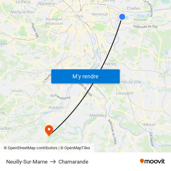 Neuilly-Sur-Marne to Chamarande map