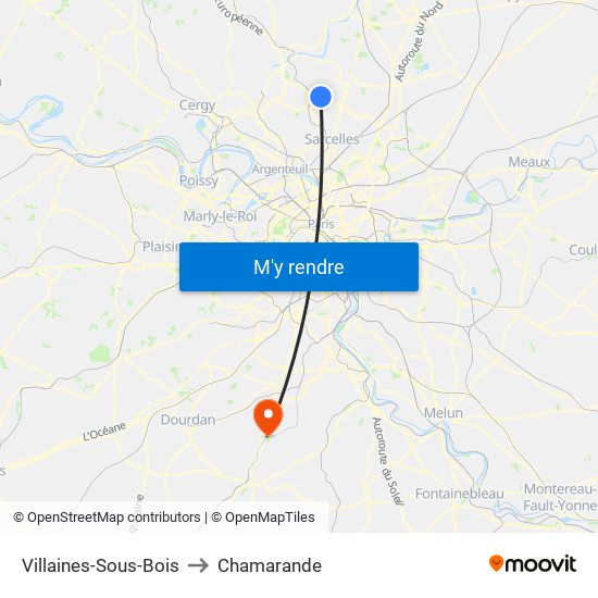 Villaines-Sous-Bois to Chamarande map