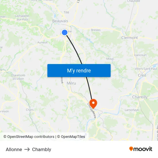 Allonne to Chambly map