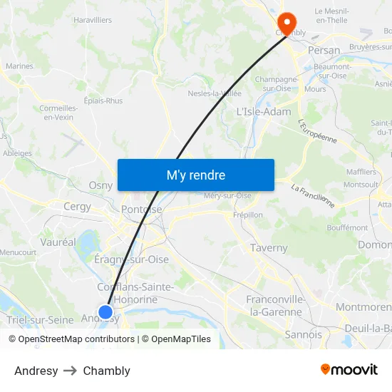 Andresy to Chambly map