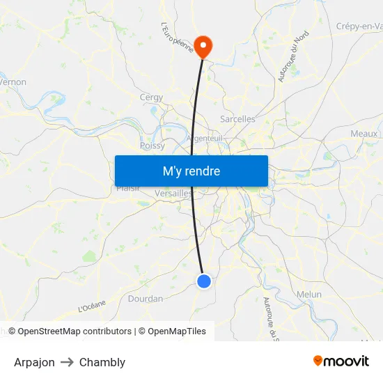 Arpajon to Chambly map