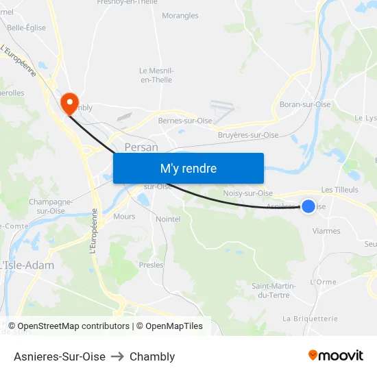 Asnieres-Sur-Oise to Chambly map