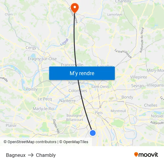 Bagneux to Chambly map