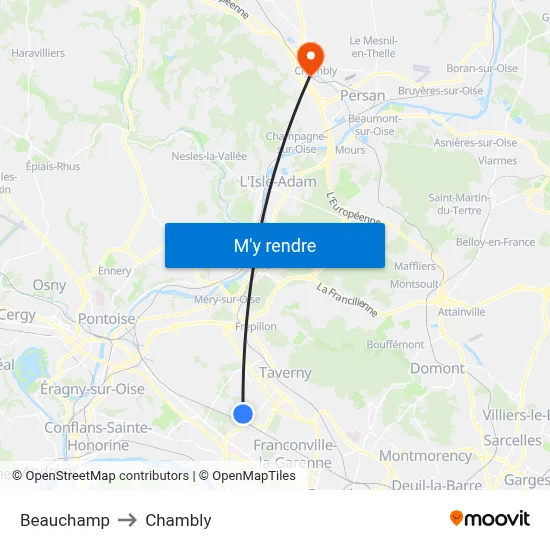 Beauchamp to Chambly map