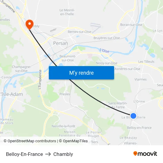 Belloy-En-France to Chambly map