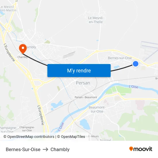 Bernes-Sur-Oise to Chambly map