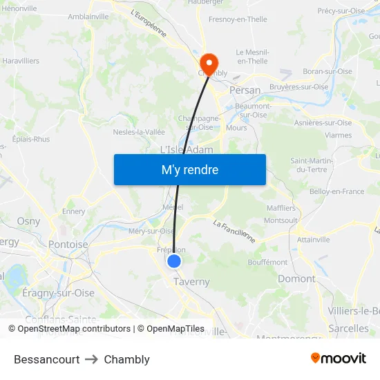 Bessancourt to Chambly map
