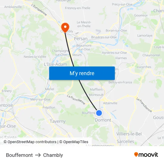 Bouffemont to Chambly map