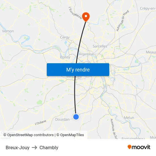 Breux-Jouy to Chambly map