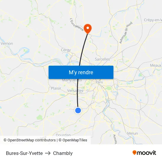 Bures-Sur-Yvette to Chambly map