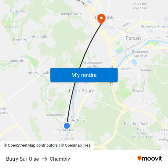 Butry-Sur-Oise to Chambly map