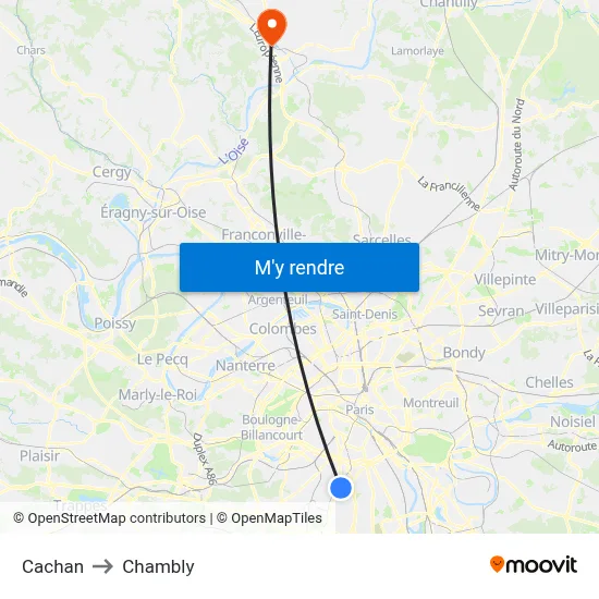 Cachan to Chambly map