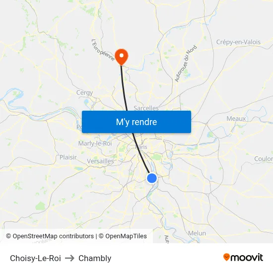Choisy-Le-Roi to Chambly map