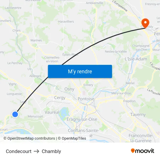 Condecourt to Chambly map