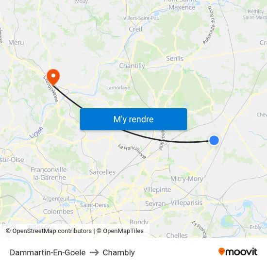 Dammartin-En-Goele to Chambly map