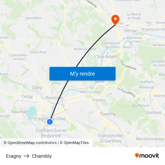 Eragny to Chambly map