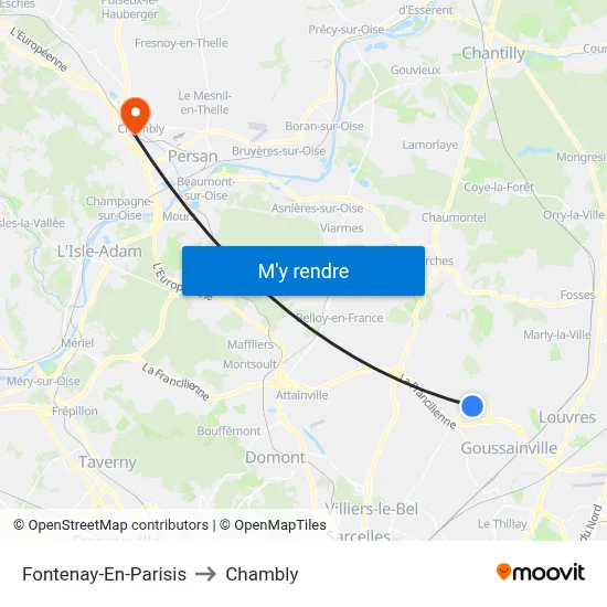 Fontenay-En-Parisis to Chambly map
