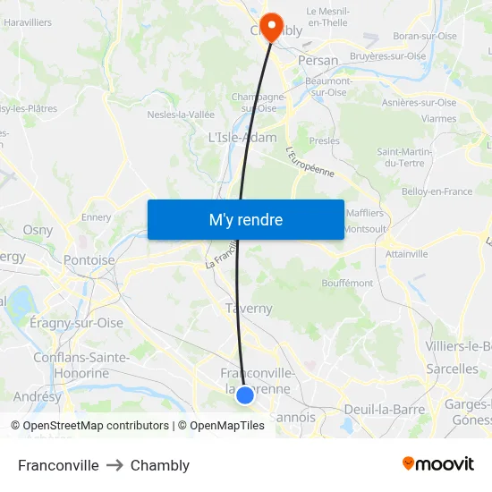 Franconville to Chambly map