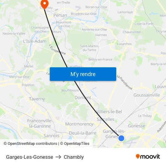 Garges-Les-Gonesse to Chambly map
