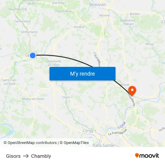 Gisors to Chambly map
