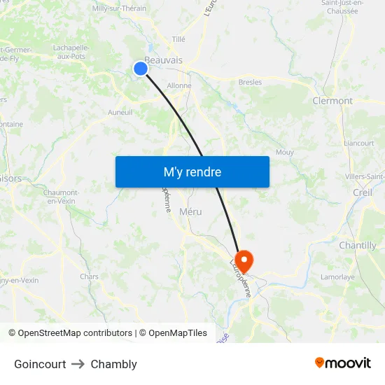 Goincourt to Chambly map