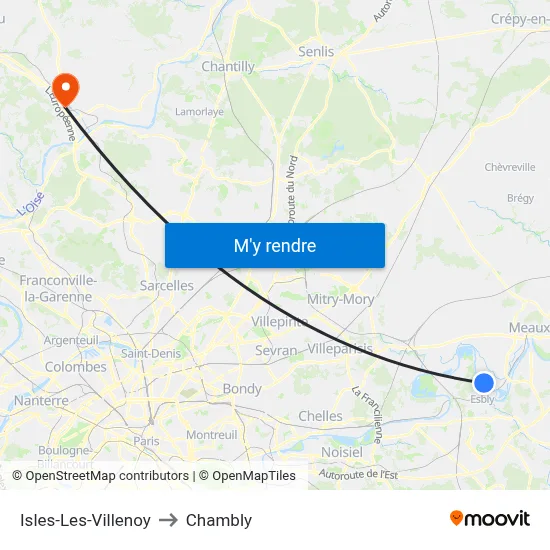 Isles-Les-Villenoy to Chambly map