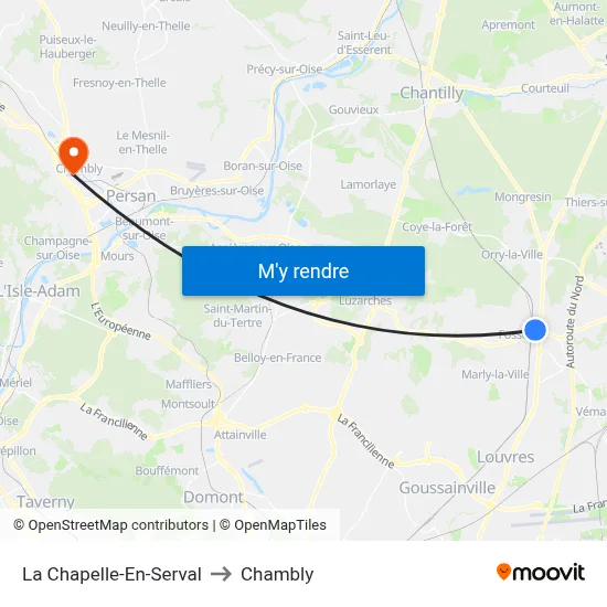 La Chapelle-En-Serval to Chambly map