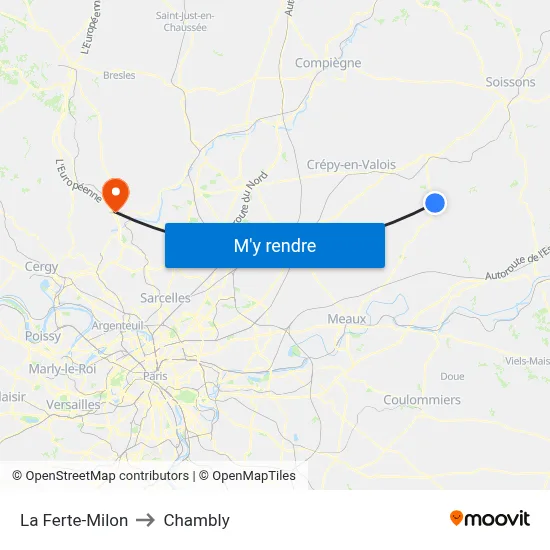 La Ferte-Milon to Chambly map