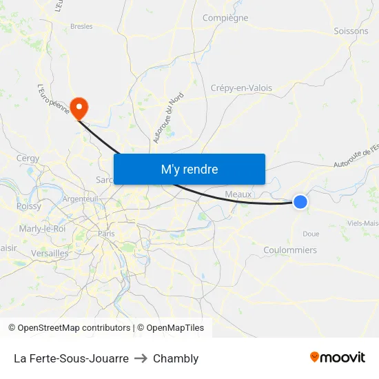 La Ferte-Sous-Jouarre to Chambly map