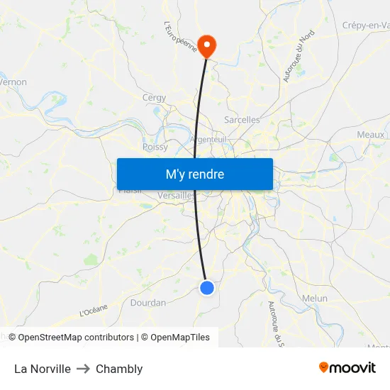 La Norville to Chambly map