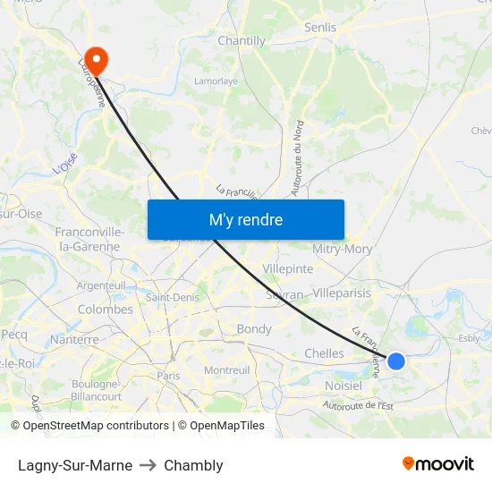 Lagny-Sur-Marne to Chambly map