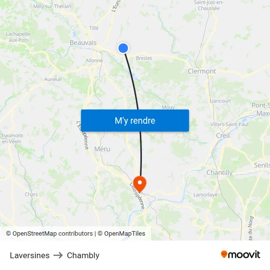 Laversines to Chambly map