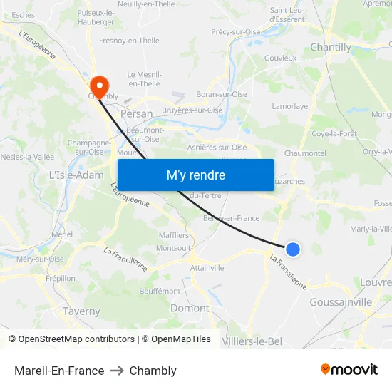 Mareil-En-France to Chambly map