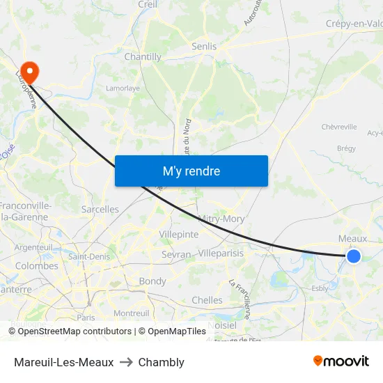 Mareuil-Les-Meaux to Chambly map