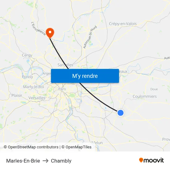 Marles-En-Brie to Chambly map