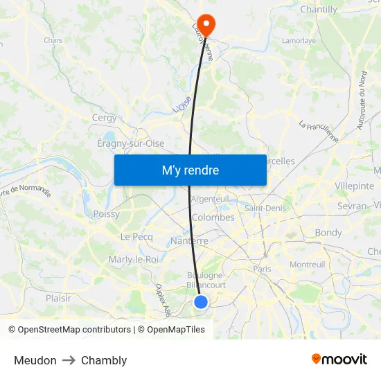 Meudon to Chambly map