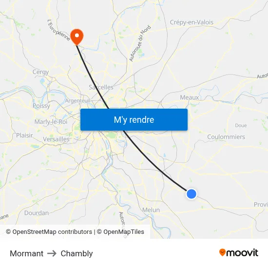 Mormant to Chambly map