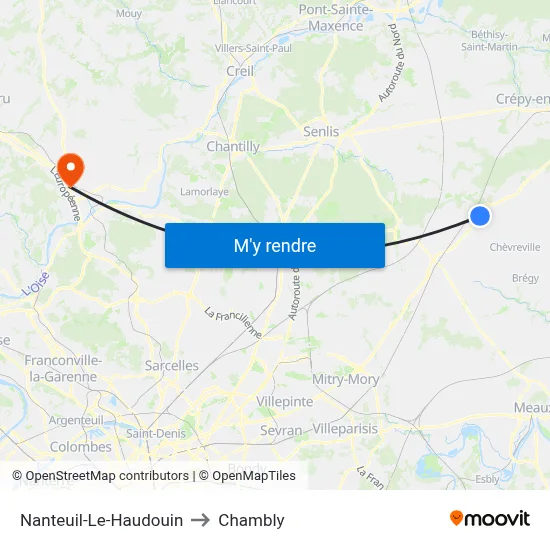 Nanteuil-Le-Haudouin to Chambly map