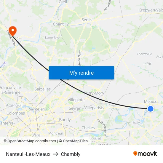 Nanteuil-Les-Meaux to Chambly map