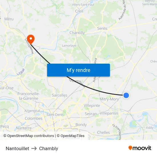 Nantouillet to Chambly map