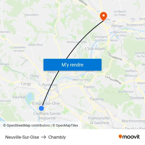 Neuville-Sur-Oise to Chambly map